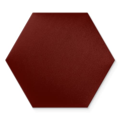 Wandkissen 3D-Wandpaneele zur Selbstmontage, aus Veloursstoff mit weicher Füllung Kopfteil als Dekoration für Schlafzimmer Büros Kinderzimmer Flure - Hexagon 40x35 cm Rotwein von DecoNest