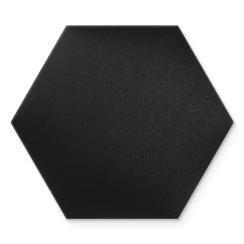 Wandkissen 3D-Wandpaneele zur Selbstmontage, aus Veloursstoff mit weicher Füllung Kopfteil als Dekoration für Schlafzimmer Büros Kinderzimmer Flure - Hexagon 40x35 cm Schwarz von DecoNest