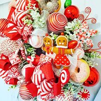 Candyland Kranz. Weihnachtskranz, Lebkuchenkranz, Weihnachtskranz, Lebkuchenkranz, Lebkuchenkranz, Weihnachten, Rot von DecoPalFloral