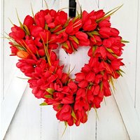 Tulpen Herz Kranz, Tulpenkranz, Roter Tulpenkranz, Valentinstag Kranz, Happy Valentine's Day, Hochzeitskranz von DecoPalFloral