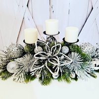 xl Silber Arrangement, Weihnachten Tafelaufsatz, Weihnachtsdekor, Weihnachtstisch, Urlaub Dekor von DecoPalFloral