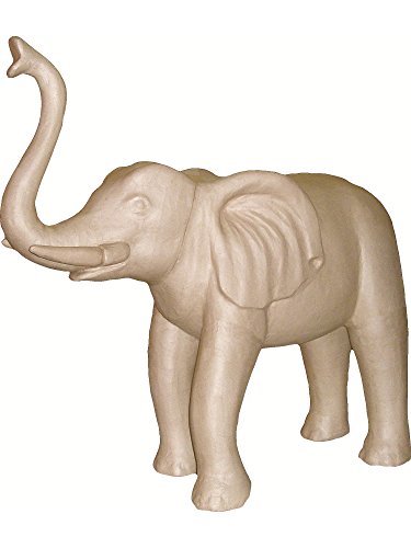 Décopatch XLA02O Träger XL aus Pappmaché, Elefant in 3D, 100 x 40 x 100 cm, zum Verzieren, Kartonbraun von Decopatch