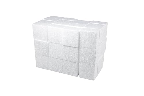 DecoPorex Styroporblöcke 5 cm x 5 cm x 3 cm (48 Stück) für Bastelarbeiten – Quadrate aus Porex, Porex, Polyexpan, weißem Kork oder Schaumstoff für Kunst und Handwerk von DecoPorex
