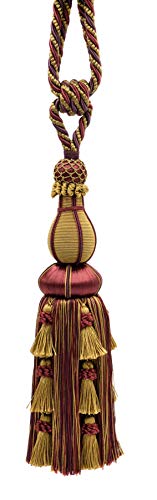 Großen, Eleganten Schwarz Cherry Rot, Aubergine, Camel Beige Vorhang und Draperie Quaste Raffhalter/28 cm Quaste, 76 cm verteilt (Embrace) .95 cm Kordel, Alexander Collection Stil # 21771 Farbe LX09 von DecoPro