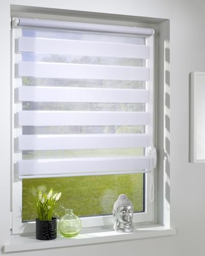 DécoProfi Duo-Doppelrollo ohne Bohren B: 70 cm, L:160 cm Grau I Mit Klemmfix/Klemmträger zur Montage I Doppel Rollo innen für Balkontüren und Fenster von DecoProfi