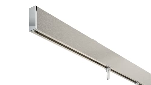 DécoProfi Gardinenstange Innenlauf 1-läufig Set rechteckig Above Silber Eloxiert/Verchromt I Länge: 240cm Aluminium für Deckenmontage I Als Gardinenschiene & Vorhangstange geeignet von DécoProfi