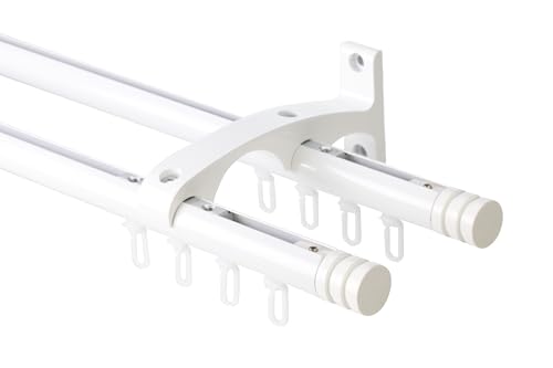 DécoProfi Gardinenstange Innenlauf 2-läufig Set Ø 20 mm Weiß I Länge: 160cm Aluminium für Wandmontage I Als Gardinenschiene & Vorhangstange geeignet DécoProfi Gardinenstange Innenlauf 2-läufig Set Ø 20 mm Weiß I Länge: 160cm Aluminium für Wandmontage I Als Gardinenschiene & Vorhangstange geeignet von DécoProfi