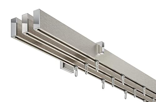 DécoProfi Gardinenstange Innenlauf 3-läufig Set Short rechteckig Silber Eloxiert/Verchromt I Länge: 120cm Aluminium für Wandmontage I Als Gardinenschiene & Vorhangstange geeignet DécoProfi Gardinenstange Innenlauf 3-läufig Set Short rechteckig Silber Eloxiert/Verchromt I Länge: 120cm Aluminium für Wandmontage I Als Gardinenschiene & Vorhangstange geeignet von DécoProfi