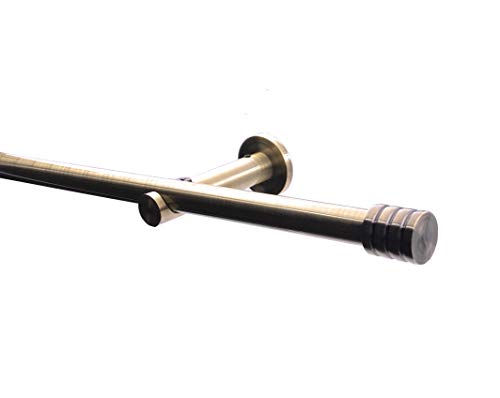 DécoProfi Gardinenstangen Antik Messing 1-läufig Ø 16 mm L: 120 cm I "Endkappe mit Rille" Gardinen/Vorhangstange im Set I Inklusive Träger, Befestigung und Endstücke I Wandbefestigung DécoProfi Gardinenstangen Antik Messing 1-läufig Ø 16 mm L: 120 cm I "Endkappe mit Rille" Gardinen/Vorhangstange im Set I Inklusive Träger, Befestigung und Endstücke I Wandbefestigung von DecoProfi