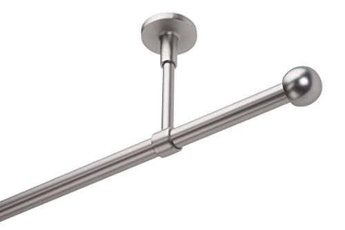 DécoProfi Gardinenstangen Chrom Matt 1-läufig Ø 16 mm L: 200 cm I "Kugel" (Ø 30 mm) Gardinen/Vorhangstange im Set I Inklusive Träger, Befestigung und Endstücke I Decken- oder Wandbefestigung von DecoProfi