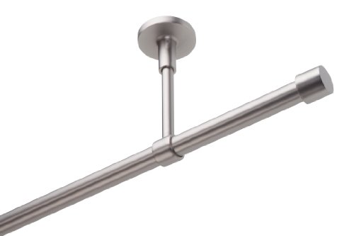 DécoProfi Gardinenstangen Chrom Matt 1-läufig Ø 16 mm L: 320 cm I "Endkappe" Gardinen/Vorhangstange im Set I Inklusive Träger, Befestigung und Endstücke I Decken- oder Wandbefestigung von DecoProfi