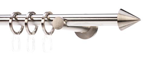 DécoProfi Gardinenstangen Edelstahloptik 1-läufig Ø 16 mm L: 140 cm I "Kegel" Gardinen/Vorhangstange im Set I Inklusive Träger, Befestigung und Endstücke I Wandbefestigung DécoProfi Gardinenstangen Edelstahloptik 1-läufig Ø 16 mm L: 140 cm I "Kegel" Gardinen/Vorhangstange im Set I Inklusive Träger, Befestigung und Endstücke I Wandbefestigung von DecoProfi