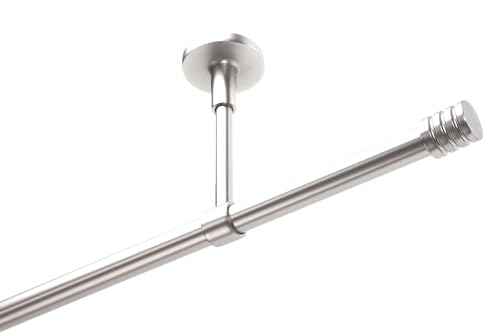 DécoProfi Gardinenstangen Edelstahloptik 1-läufig Ø 16mm L: 240 cm I "Endkappe mit Rille" Gardinen/Vorhangstange im Set I Inklusive Träger, Befestigung und Endstücke I Decken- oder Wandbefestigung von DécoProfi