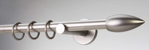 DécoProfi Gardinenstangen Matt-Silber 1-läufig Ø 16 mm L: 400 cm I "Patrone" Gardinen/Vorhangstange im Set I Inklusive Träger, Befestigung und Endstücke I Wandbefestigung von DecoProfi
