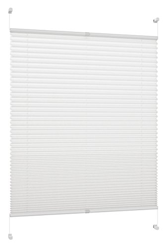 DécoProfi Plissee ohne Bohren Weiß 100cm x 220cm (max. Gesamthöhe Fensterflügel) I Verspannte Plissees nach Maß mit Klemmträger/Klemmfix I Blickdichte Innenrahmen-Plissees zum Klemmen von DecoProfi