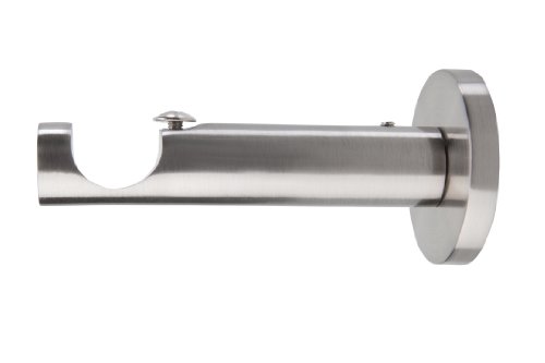 DecoProfi Wandträger einläufig, Edelstahloptik (Nickel gebürstet), für 20 mm Gardinenstangen von DecoProfi