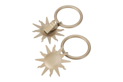 DécoProfi 10x Gardinenringe Vorhangringe mit Klammern Motiv Sonne Matt-Gold Ø 32mm I Ringe für Gardinenstangen bis Ø 28mm I Geeignet für Vorhang-Gardinenstange von DecoProfi