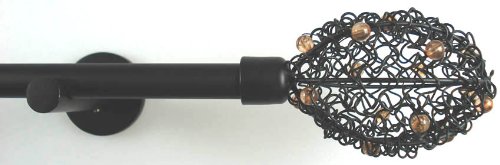 DécoProfi Gardinenstangen Schwarz 1-läufig Ø 16 mm L: 180 cm I "Pearl" Gardinen/Vorhangstange im Set I Inklusive Träger, Befestigung und Endstücke I Wandbefestigung von DecoProfi