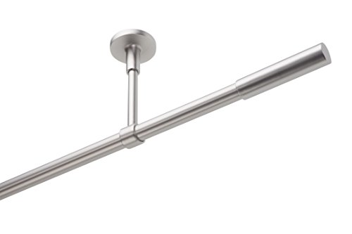 DécoProfi Gardinenstangen Chrom Matt 1-läufig Ø 16 mm L: 120 cm I"Shuck" Gardinen/Vorhangstange im Set I Inklusive Träger, Befestigung und Endstücke I Decken- oder Wandbefestigung von DecoProfi