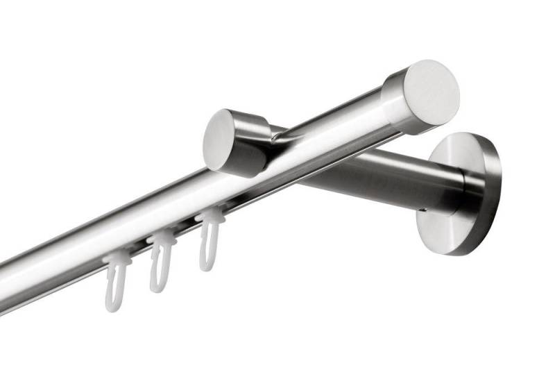 DécoProfi Innenlaufschiene Set 1-läufig, Ø 20mm, mit Schraubkappenträger und Endkappe Cap, Ø 20 mm, 1-läufig, kürzbar, Wandträger, verschraubt, Aluminium, Gardinenstange Komplett, edelstahlfarben, Innenlauf, 1-Lauf von DécoProfi