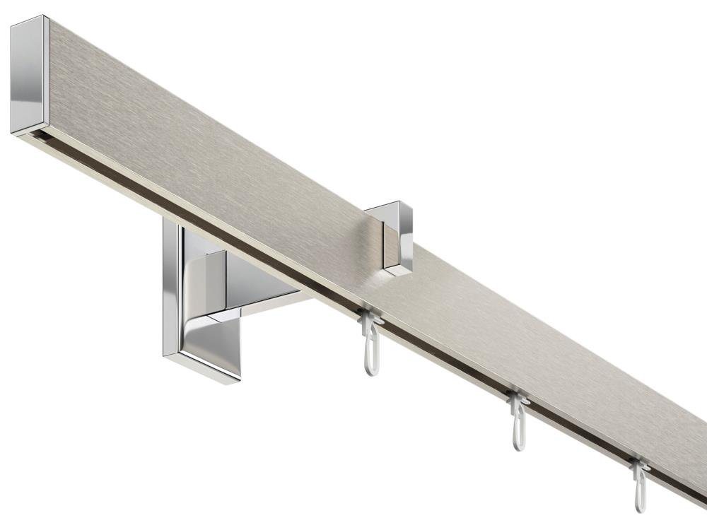 Schienensystem Gardinenstange eckig SHORT 1-läufig, DécoProfi, Wandträger, verschraubt, Aluminium / Zinkguss, Set komplett von DécoProfi