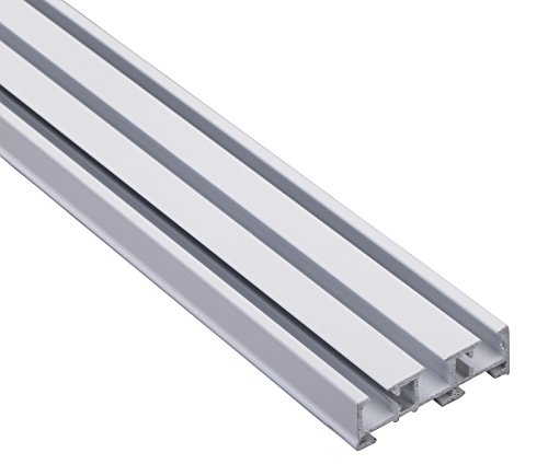Vorhangschiene Gardinenschiene 3-läufig, Aluminium weiss, 450 cm, mit Deckenclips und Endkappen von DecoProfi