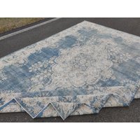 Vintage Teppich Blau, Größerer Neutral, Übergroßer von DecoRugParadise