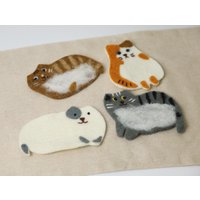 Filz Gestickte Katzen Untersetzer 4Er Set Filz Gestickte Katzen Untersetzer 4Er Set von DecoSachet