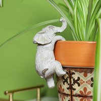 Grauer Topfaufhänger Elefant Antik Finish Resin Pot Kletterer von DecoSachet