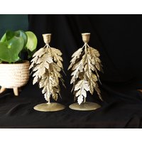 Paar Metall Kerzenhalter Blätter Blatt Paar Metall Kerzenhalter Blätter Blatt von DecoSachet