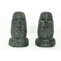 Set Von Zwei Gegossenen Stein Moai Kopf Skulpturen Ostern Insel Statue Garten Kunst Figur Büste von DecoSpecials