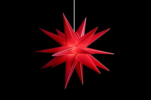 Sterntaler Dekostern | Weihnachtsstern Kunststoff | 18-Zacker Faltstern | Rot | 55cm | Innen und Außen | LED | Netzstecker von DecoTrend GmbH