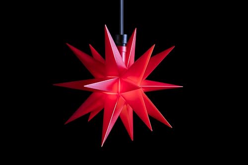 Sterntaler Dekostern | Weihnachtsstern Kunststoff | 18-Zacker | mit Timer | Rot | 16cm | Außen | LED | Batterie von DecoTrend GmbH