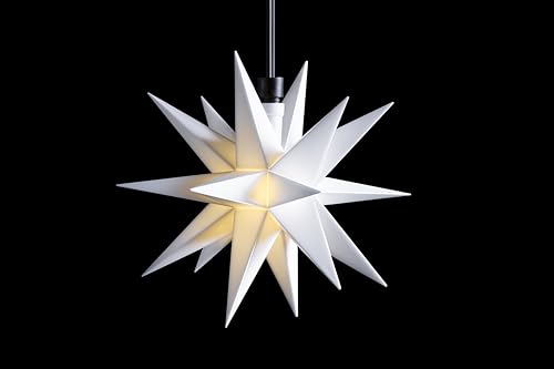 DecoTrend GmbH | Sterntaler Dekostern | Weihnachtsstern Kunststoff | 18-Zacker | mit Timer | Weiß | 16cm | Außen | LED | Batterie von DecoTrend GmbH