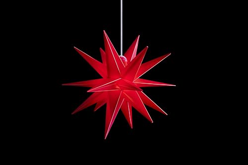 Sterntaler Dekostern | Weihnachtsstern Kunststoff | 18-Zacker Faltstern | Rot | 25cm | Innen und Außen | LED | Batterie von DecoTrend GmbH