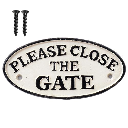 Decobay.eu Tor Schild Eisen 'Please Close The Gate' Hinweisschild Tür Antikstil Haus Garten von Decobay.eu