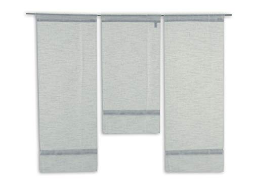 Decocompany Home Mini Flächenvorhang Set grau 4015-11 | 3 Teile | Scheibengardine Gesamtbreite 90cm (3x30cm) Höhe 80/60/80cm von Decocompany Home