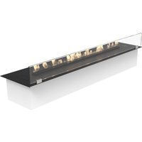 Decoflame Denver e-Ribbon Basic™ Ethanol Brenner mit Fernbedienung: 1120 mm - Schwarz - Mit Glasscheibe (einseitig) von Decoflame