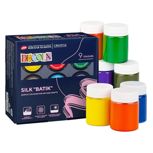 Decola - Seidenfarben Set | 9 x 50 ml Batikfarben Set | Textilfarben/Stofffarben abwaschbar | Qualität von Nevskaya Palitra von Decola