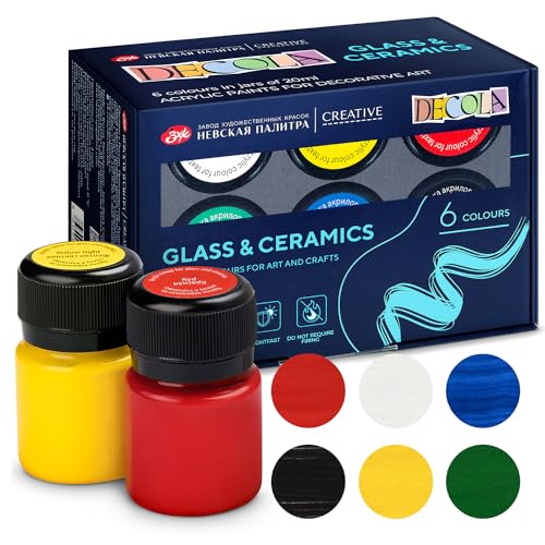 Decola - Porzellan Farben Set | 6x20ml Permanente Farbe für Glas und Keramik | Hergestellt von Nevskaya Palitra von Decola