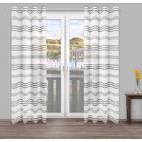 decolife Gardine "Nalu" Ösen 1 Stk. tlg. Ösenschal weiß mit grauen Streifen von Decolife