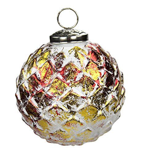 Decoline Glas Weihnachtskugeln 4 Stück Ananas Ø 10cm rot/Gold von Decoline