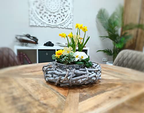 DECOLINE Holz Kranz Ø 40cm x 10cm grau von DECOLINE