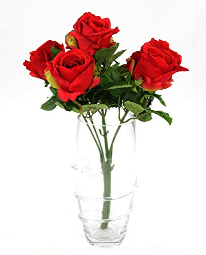 Decoline Kunstpflanze Rose - Strauß 43cm - 6 Blüten rot von Decoline