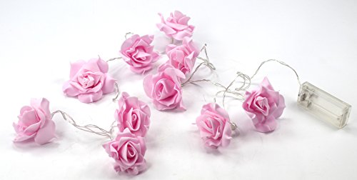 Decoline Rosen-Blüten Lichterkette mit 10 LED groß rosa von Decoline
