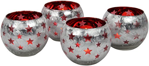 DECOLINE Teelicht-Gläser 4 Stück rot klein 7x7cm von DECOLINE