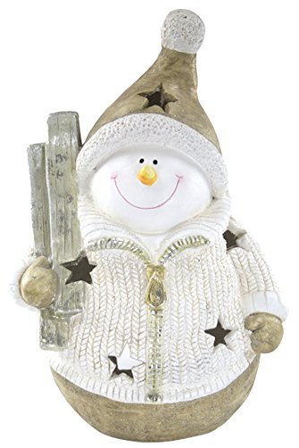 Deko Figur mit Beleuchtung (D) Schneemann mit Ski von Decoline