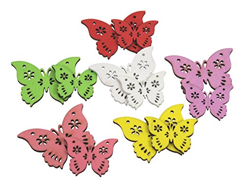 Deko-Schmetterlinge aus Holz bunt 12 Stück von Decoline