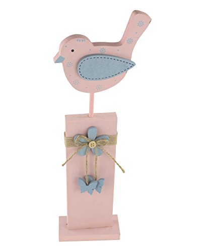 Deko-Ständer Vogel aus Holz rosa M - 36cm 1 Stück von Decoline