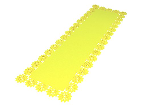 DECOLINE Filz Tisch-Deckchen Blumenbordüre 30 x 100cm gelb 1 Stück von DECOLINE
